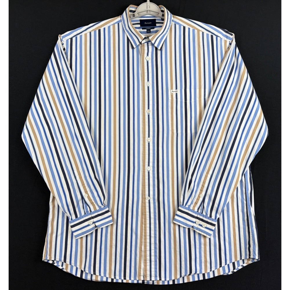 Faconnable Classique Mens  2XLT Button Down Long Sleeve Shirt Stripes